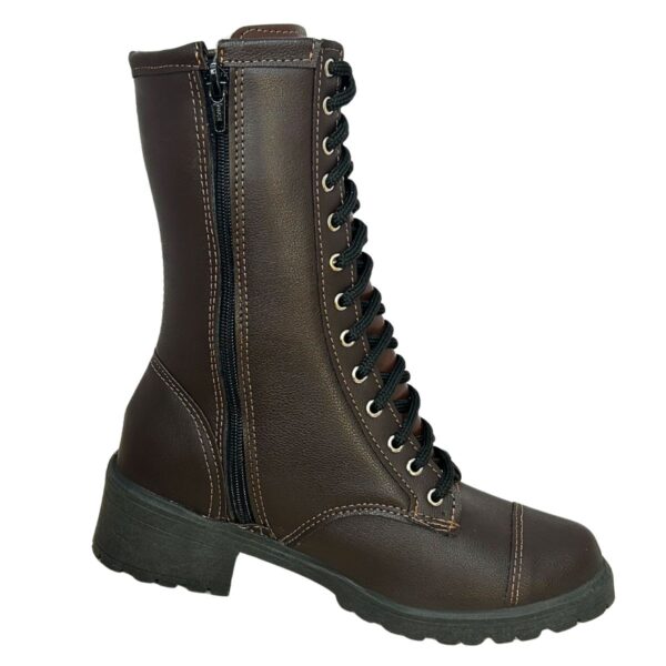 Bota Coturno Feminino Cano Médio Estilo Militar Moda Pé 1/6 - Imagem 10