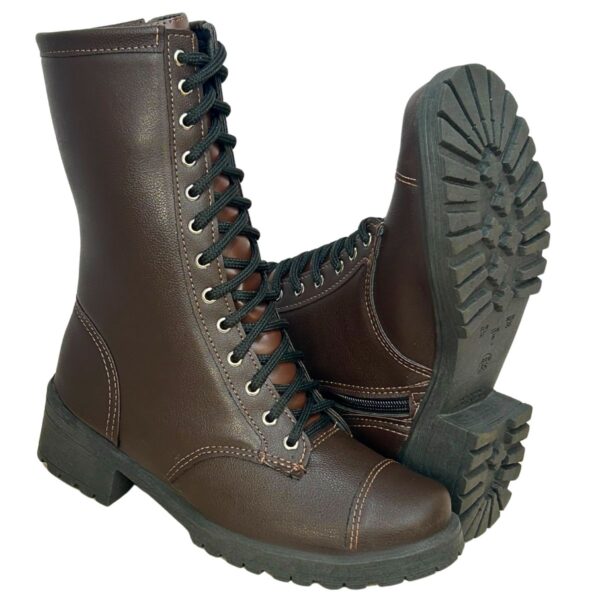 Bota Coturno Feminino Cano Médio Estilo Militar Moda Pé 1/6 - Imagem 11