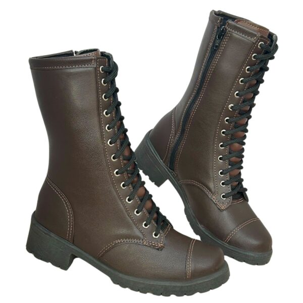 Bota Coturno Feminino Cano Médio Estilo Militar Moda Pé 1/6 - Imagem 12