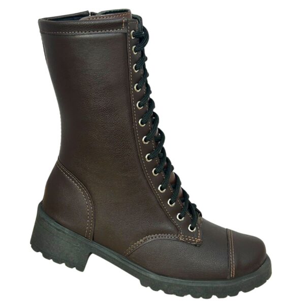 Bota Coturno Feminino Cano Médio Estilo Militar Moda Pé 1/6 - Imagem 13