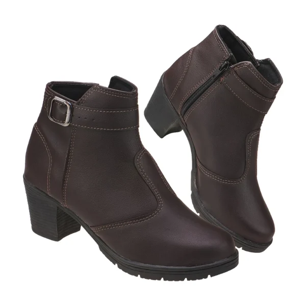 Bota Botinha Feminina Ankle Boots Fivela Cano Baixo Salto Alto Moda Pé - Imagem 10