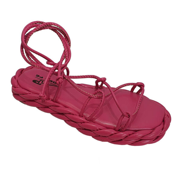 Sandália Flatform Plataforma Moda Pé Amarração Trança - Imagem 3