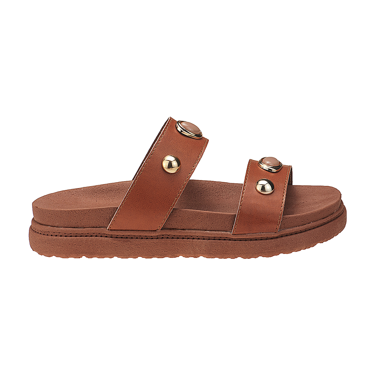 Sandália Feminina Papete Anatômica Enfeites Metal Moda Pé - Imagem 8