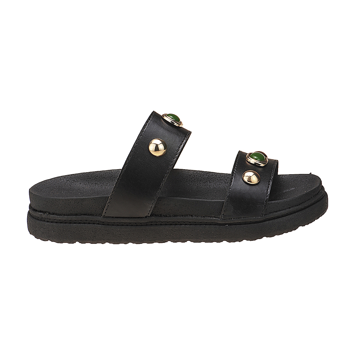 Sandália Feminina Papete Anatômica Enfeites Metal Moda Pé - Imagem 5