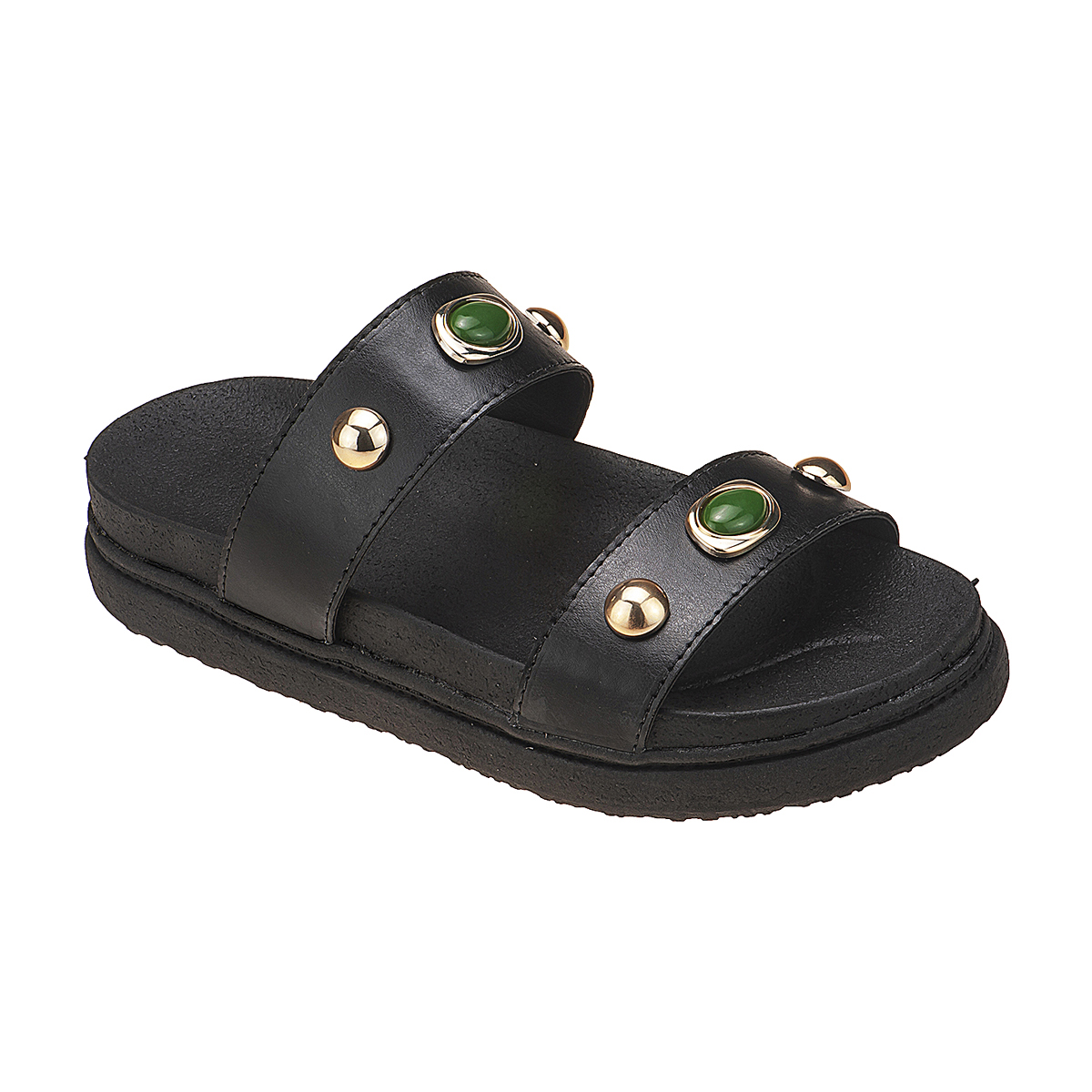 Sandália Feminina Papete Anatômica Enfeites Metal Moda Pé - Imagem 4